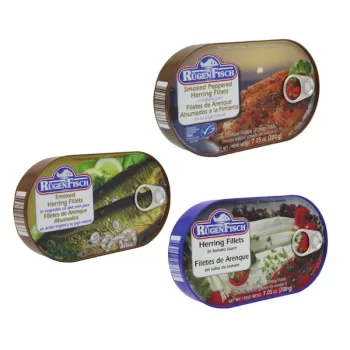 Herring Fillets 32/200g Ahumado, Peppered, Tomato, Hot Tomato, Wine